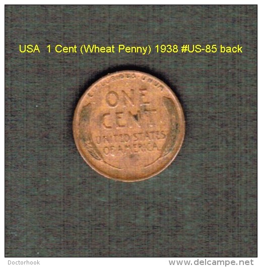 U.S.A.   1  CENT (WHEAT PENNY)  1938  (KM # 132) (US-85) - 1909-1958: Lincoln, Wheat Ears Reverse