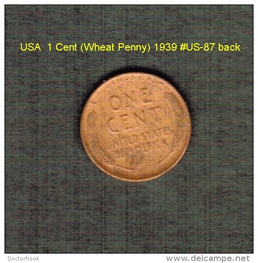U.S.A.   1  CENT (WHEAT PENNY)  1939  (KM # 132) (US-87) - 1909-1958: Lincoln, Wheat Ears Reverse