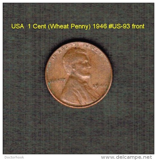 U.S.A.   1  CENT (WHEAT PENNY)  1946  (KM # A132) (US-93) - 1909-1958: Lincoln, Wheat Ears Reverse