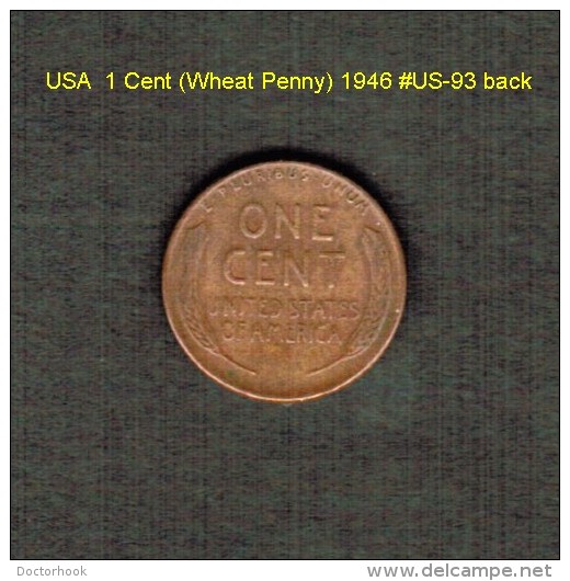 U.S.A.   1  CENT (WHEAT PENNY)  1946  (KM # A132) (US-93) - 1909-1958: Lincoln, Wheat Ears Reverse