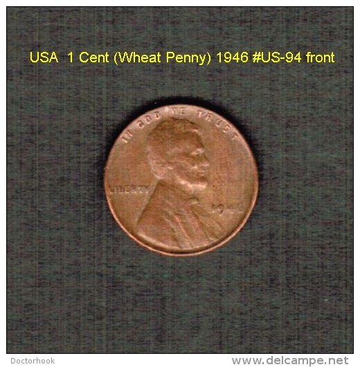 U.S.A.   1  CENT (WHEAT PENNY)  1946  (KM # A132) (US-94) - 1909-1958: Lincoln, Wheat Ears Reverse