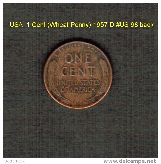 U.S.A.   1  CENT (WHEAT PENNY)  1957 D  (KM # A132) (US-98) - 1909-1958: Lincoln, Wheat Ears Reverse