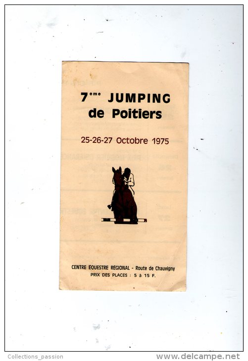 Programme , 7 éme JUMPING DE POITIERS , 1975 , 4 Pages , Route De Chauvigny , équitation , 2 Scans ,  Frais Fr : 1.80€ - Programma's