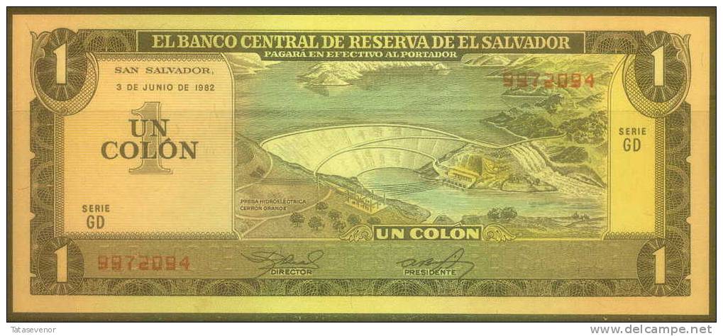 El Salvador 1 Colon Note, P133A, UNC - El Salvador