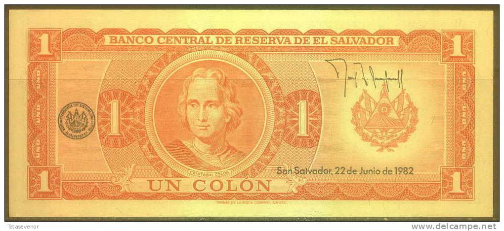 El Salvador 1 Colon Note, P133A, UNC - El Salvador