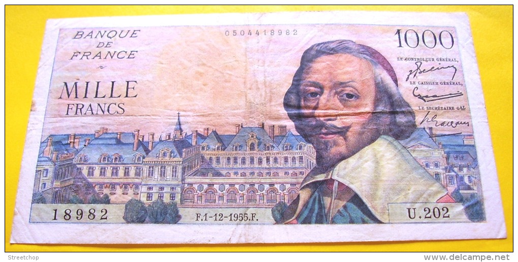 Billet 1000 Francs Richelieu Du 1/12/1955 - 1 000 F 1953-1957 ''Richelieu''