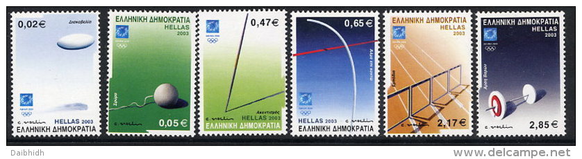 GREECE 2003 Athens Olympics V: Sports Equipment Set Of 6 MNH / **.  Michel 2129-34 - Unused Stamps