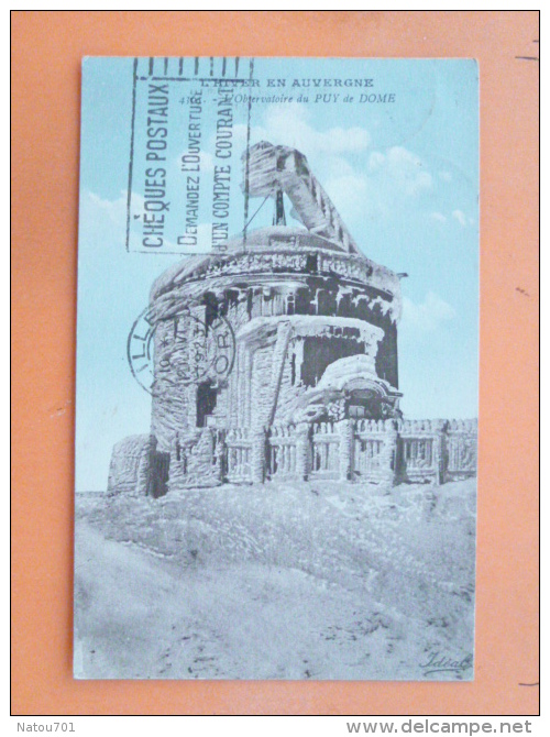 V09-63-hiver En Auvergne-l'observatoire Du Puy De Dome--1923 - Combronde