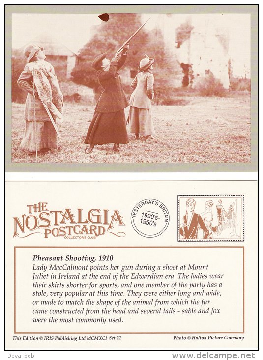 Postcard Pheasant Shooting 1910 Nostalgia Lady MacCalmont Shoot Gun Mount Juliet Repro - Tir (Armes)