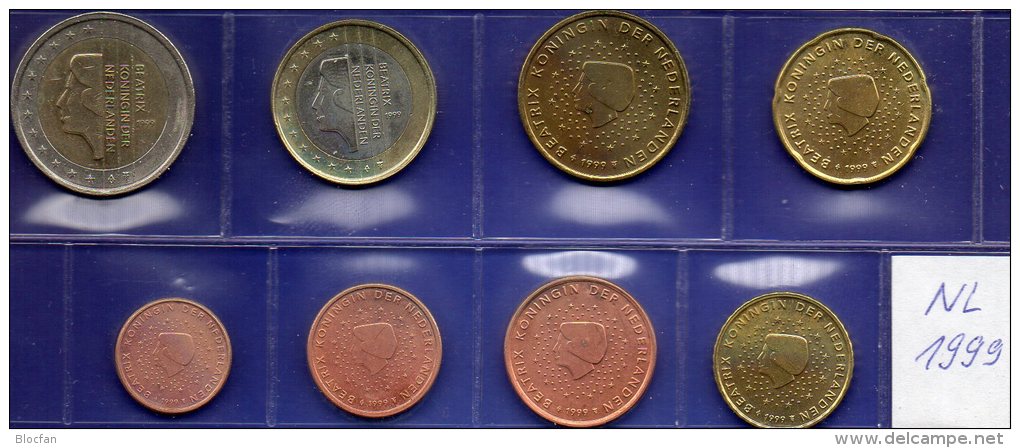 First EURO Set 1999 Niederlande Beatrix Stg 34€ Staatliche Münze Prägeanstalt Den Haag Stempelglanz 1C-2€ Coin Nederland - Netherlands