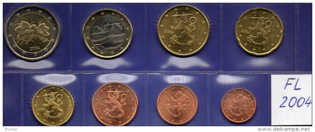 New Set EURO Finnland 2004 Prägeanstalt Helsinki Stg 30€ Stempelglanz Der Staatlichen Münze 1C-2€ Coins Of Soumi Finland - Finland