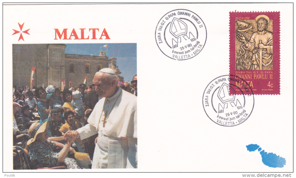 Pope John Paul II - Visit:  1990 Malta Valetta  (G55-11) - Popes