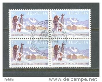 1989 SWITZERLAND SAINT BERNARD - DOG - FIRST DAY BLOCK OF 4 MICHEL: 1389 MNH ** - Neufs