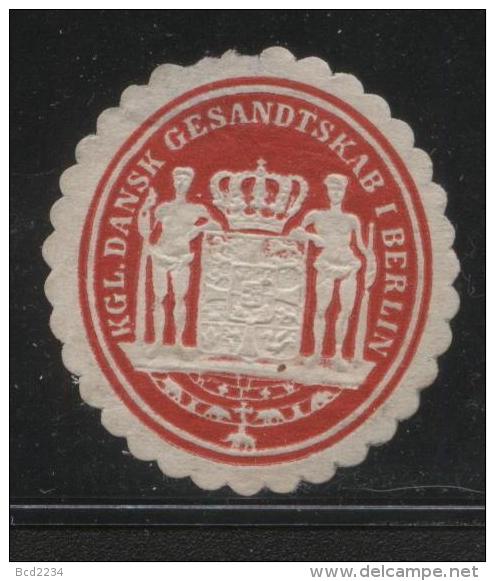 DENMARK KGL DANSK GESANDTSKAB I BERLIN SIEGELMARKEN SEALING LABEL ROYAL DANISH LEGATION BERLIN - Variedades Y Curiosidades