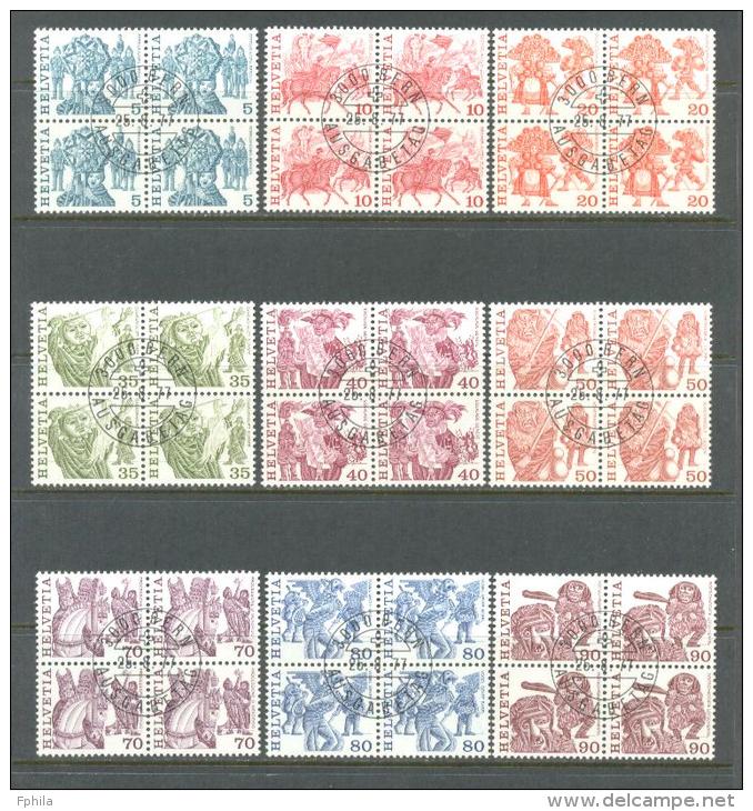 1977 SWITZERLAND FOLKLORE - FIRST DAY BLOCK OF 4 MICHEL: 1100-1108 MNH ** - Unused Stamps