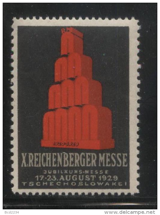 CZECHOSLOVAKIA REICHENBERG LIBEREC JUBILEE FAIR GERMAN NHM POSTER STAMP CINDERELLA ERINOPHILATELIE REKLAMENMARKEN - Unused Stamps