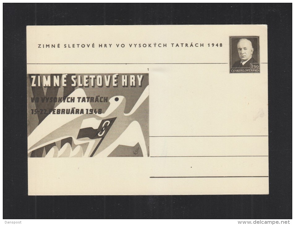 Czechoslovakia Stationery Zimne Sletove Hry - Cartes Postales