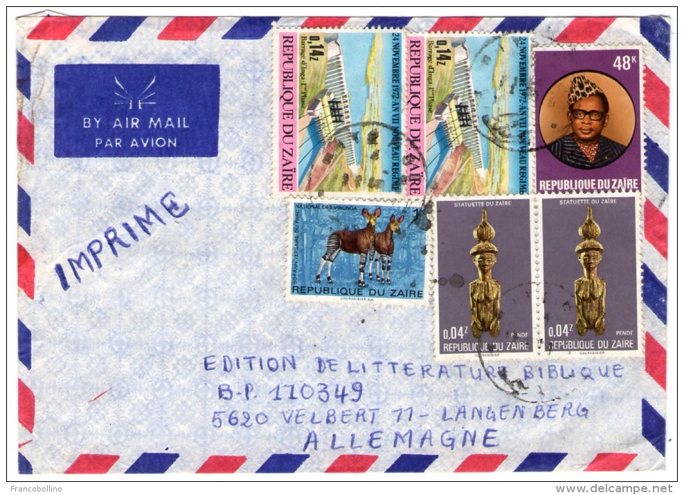 ZAIRE - AIR MAIL COVER TO GERMANY - Usados