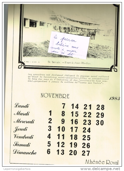 NAMUR - SAINT-SERVAIS - Calendrier 1983 - Athénée Royal - Format 22,5 / 35 cm