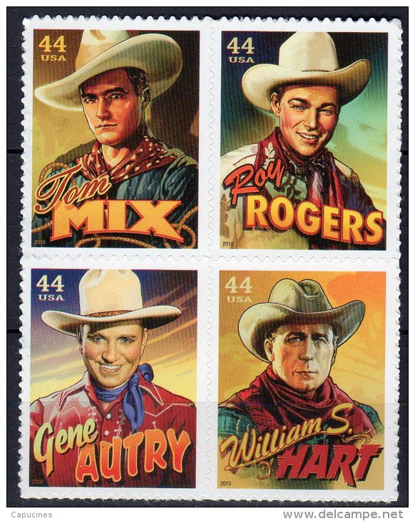 STARS DU WESTERN: Tom MIX, Roy ROGERS, Gene AUTRY, Williams HART (4 Valeurs) - Cinema