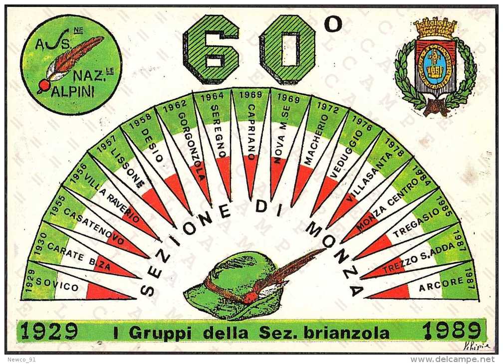 ALPINI - 60° ANNIVERSARIO FONDAZIONE SEZIONE ALPINI BRIANZA - MONZA - 08-04-1989 - Reggimenti