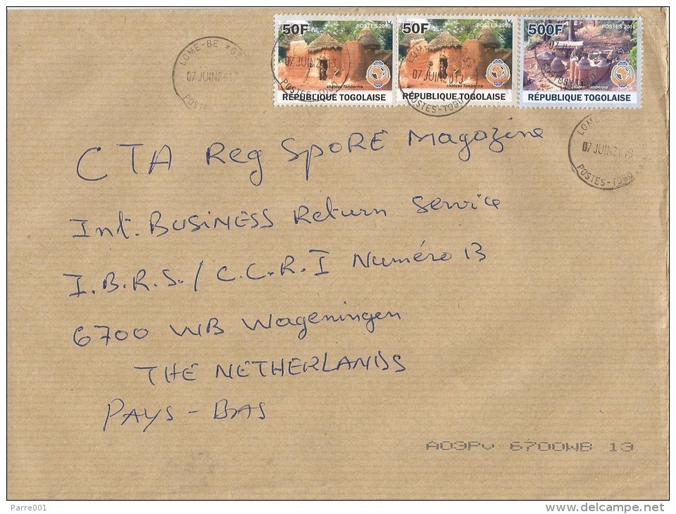 Togo 2012 Lome Be G3 PAPU Postal Post Chateau Tamberma Traditional Houses 50f 500f Cover - Togo (1960-...)