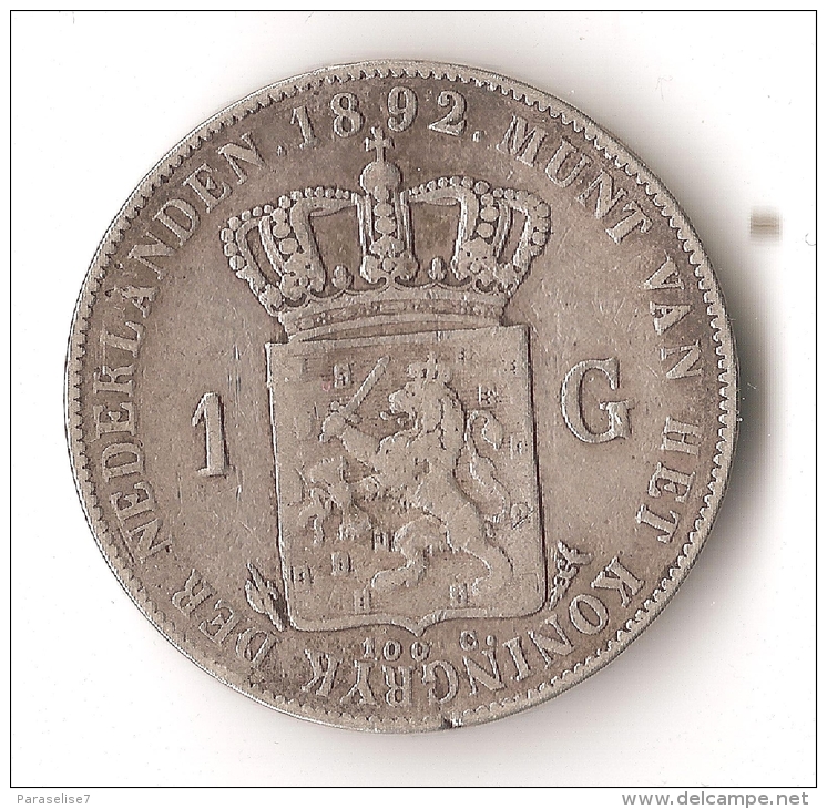 PAYS - BAS  1 GULDEN 1892  ARGENT RARE ! - 1 Gulden