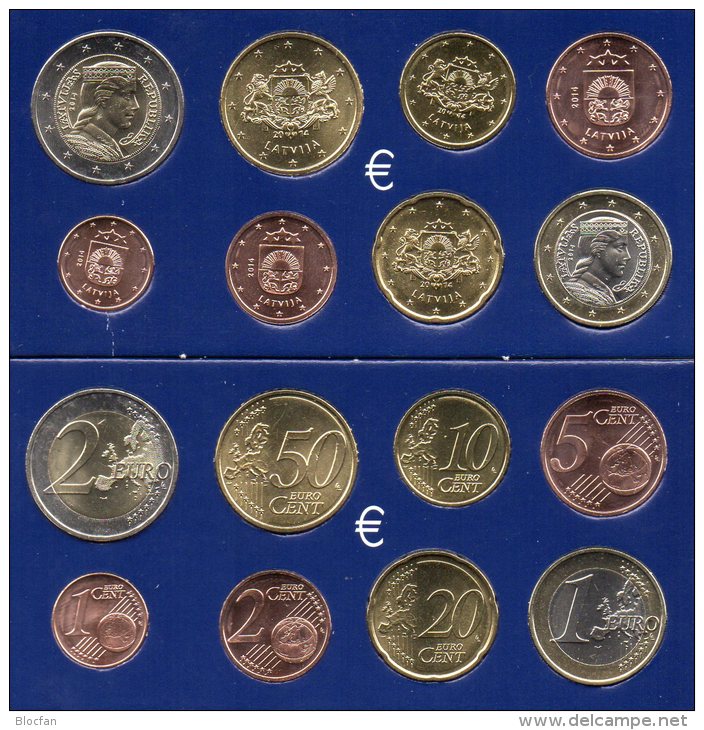 Set EURO-Einführung Lettland 2014 Stg 23€ Stempelglanz Der Staatlichen Münze Riga 1C. - 2€ New Coins Republik Of Latvija - Latvia