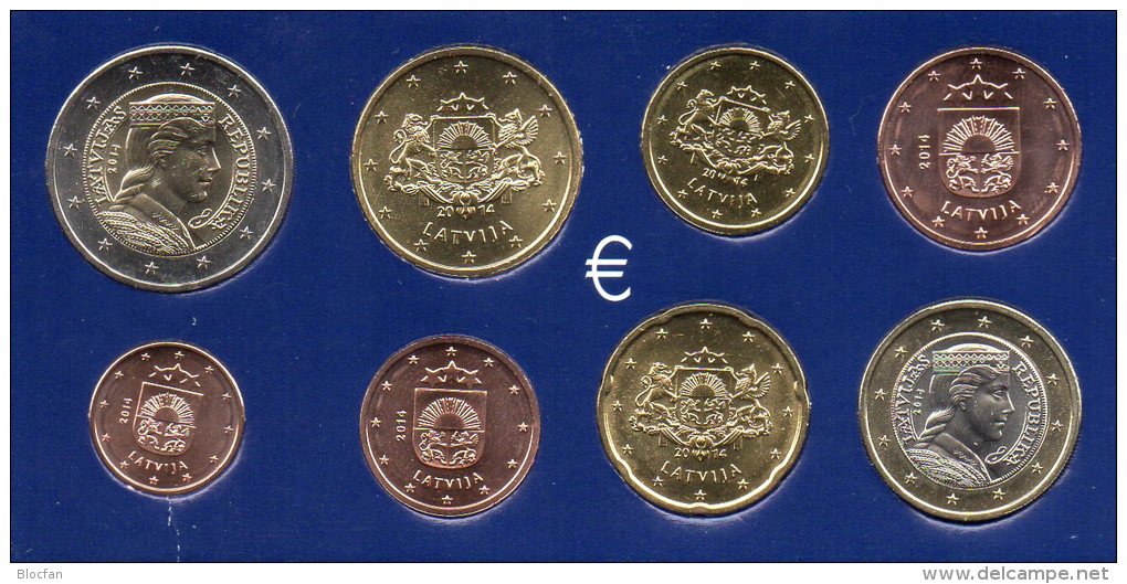 Set EURO-Einführung Lettland 2014 Stg 23€ Stempelglanz Der Staatlichen Münze Riga 1C. - 2€ New Coins Republik Of Latvija - Latvia