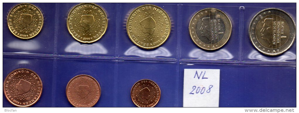 Neu EURO-set Niederlande 2008 Beatrix Stg 45€ Stempelglanz Staatlichen Münze Prägeanstalt Den Haag Set Coin Of Nederland - Pays-Bas