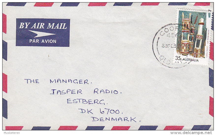 Australia Airmail Par Avion COOROY Qld. 1973 Cover To ESBJERG Denmark Aboriginal Art Stamp - Brieven En Documenten