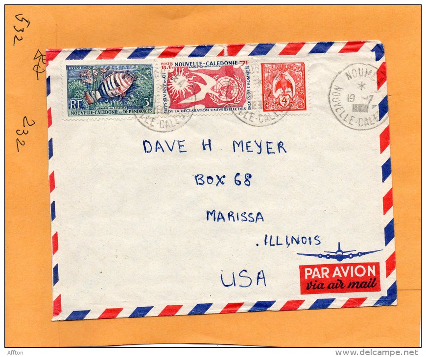 Nouvelle Caledonie Old Cover Mailed To USA - Brieven En Documenten