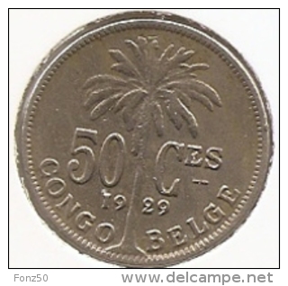 CONGO - ALBERT II * 50 Centiem 1929 Frans * Z.Fraai / Prachtig * Nr 3155 - 1910-1934: Albert I