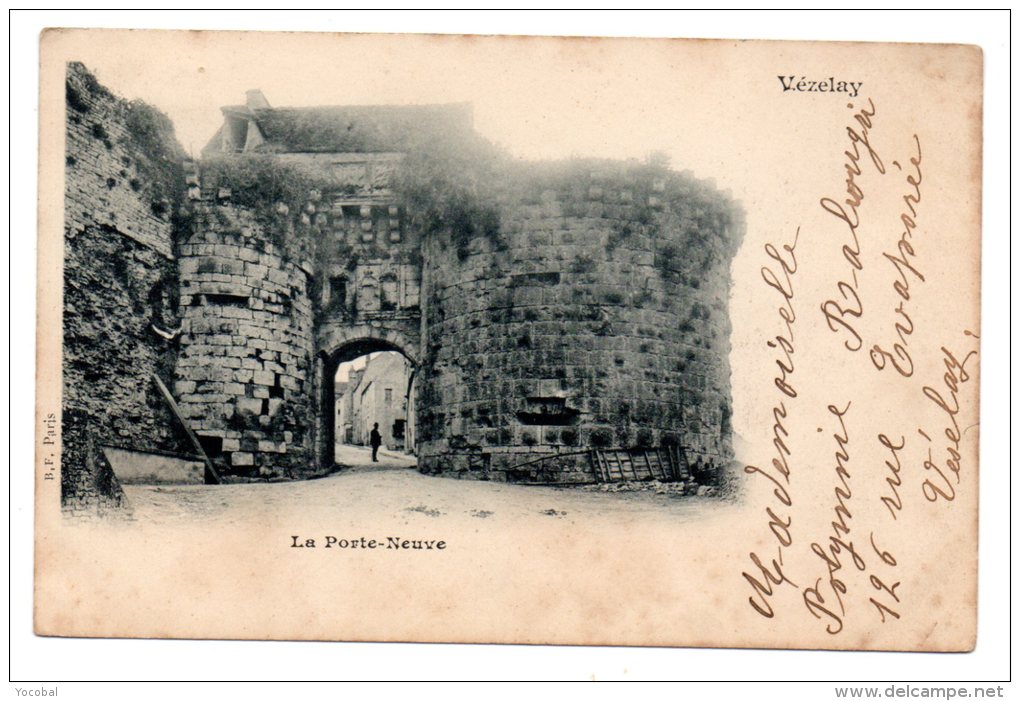 CP, 89, VEZELAY, La Porte-Neuve, Dos Simple, Voyagé En 1901 - Vezelay