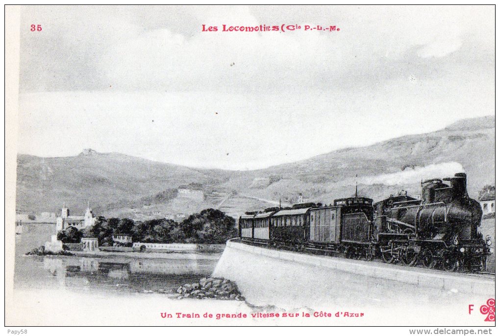 Transports > Chemins De Fer > Locomotives  Un Train De Grande Vitesse Sur La Cote D Azur - Treinen