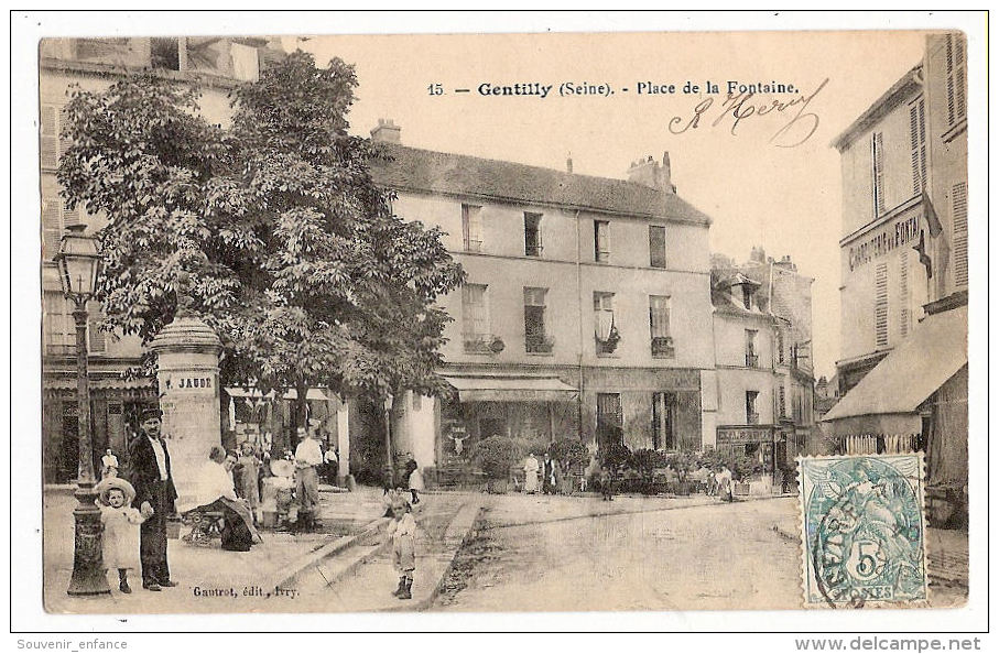 CPA Gentilly Place De La Fontaine 94 Val De Marne Saujet Café De La Place De La Fontaine - Gentilly