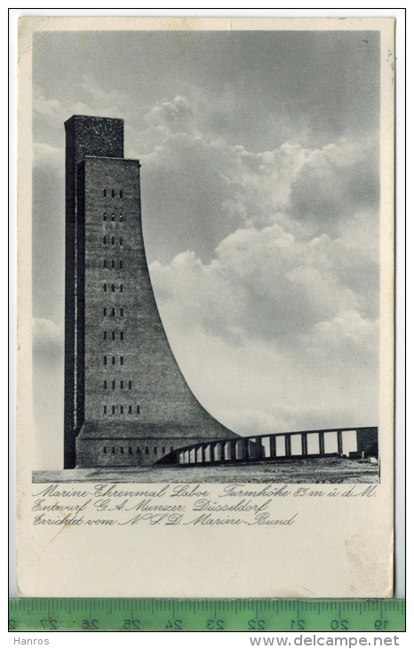 Marine Ehrenmal Laboe 1936, Verlag: M. Dieterle & Sohn, Kiel, Postkarte Mit Frankatur,  Mit Stempel, BRUNSBÜTTELKOOG, - Laboe