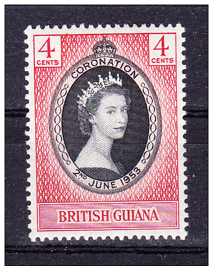 BRITISH GUIANA   1953  Queen E II  Coronation ,  Y&T  #  184 , Cv  0.30   E , * MVLH , V V F - Guayana Británica (...-1966)