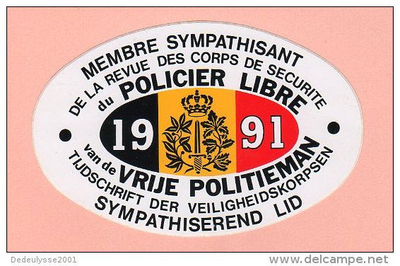 Jan14  63515   Auto Collant  Le Policier Libre  Belgique  1991 - Polizei