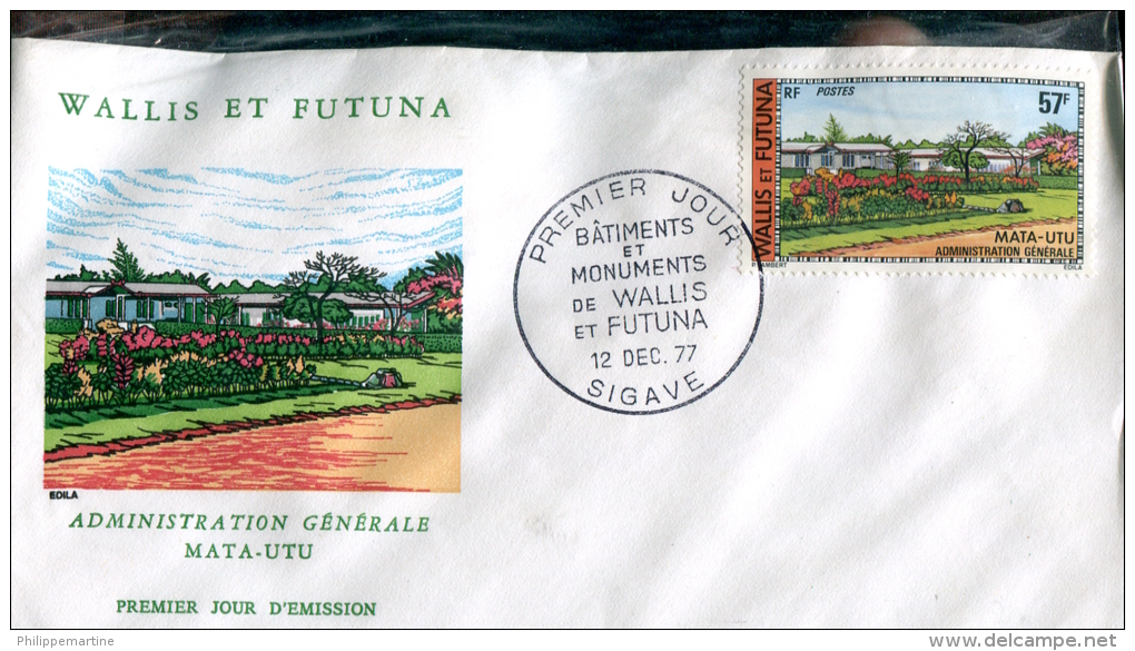 Wallis Et Futuna - 1er Jour Bâtiments Et Monuments - Sigave 12 Décembre 1977 - FDC