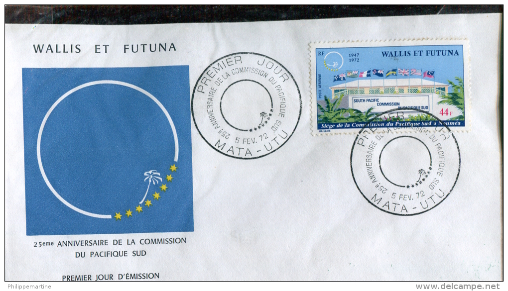 Wallis Et Futuna - 1er Jour 25éme Anniversaire De La Commission Du Pacifique Sud - Sigave 5 Février 1972 - FDC