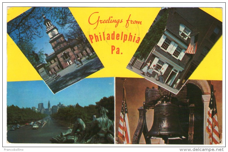 GREETINGS FROM PHILADELPHIA-PA / WITH BERMUDA THEMATIC STAMP SHIPS-1961 - Philadelphia