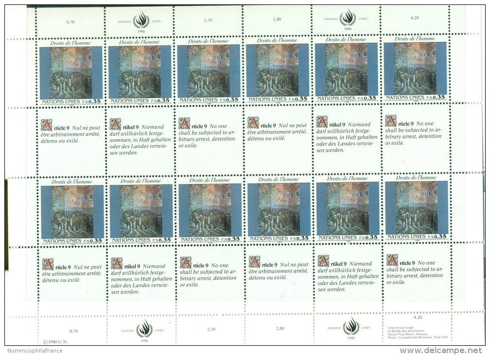 Nations Unies Géneve 1990 - Michel N.192/93 - Feuillets  "Droits De L'Homme" - Unused Stamps