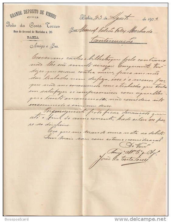 Bahia - Envelope E Cartas Do Grande Depósito De Vinhos De João Da Costa Torres. Brasil (envelope Em Mau Estado)(6 Scans) - Salvador De Bahia