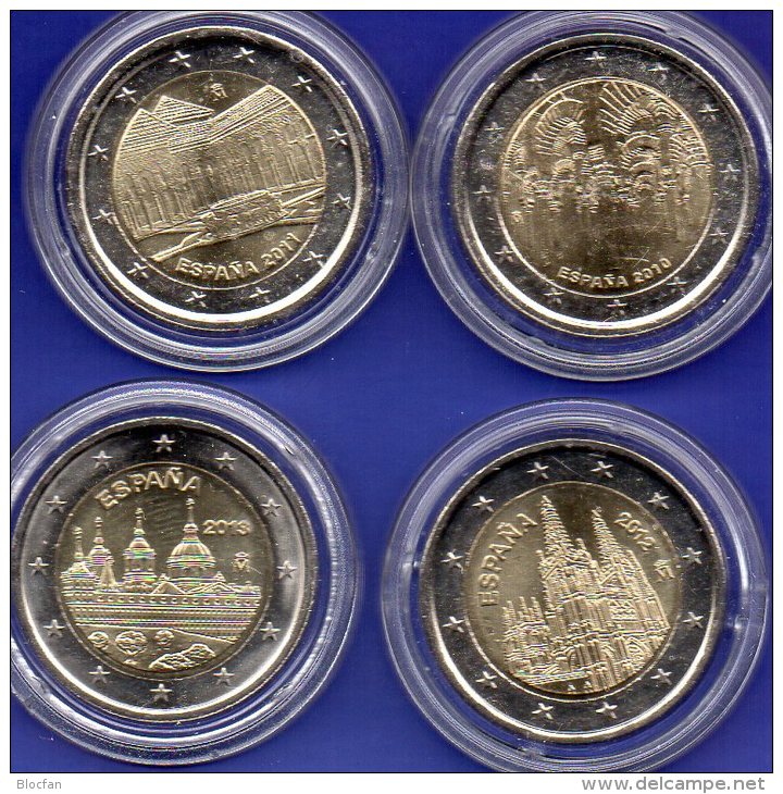 UNESCO 4x2€ Spanien 2010-2013 Stg 24€ Weltkulturerbe In Cordoba Granada Burgos Escorial Spain Architectur Coin Of Espana - Mint Sets & Proof Sets