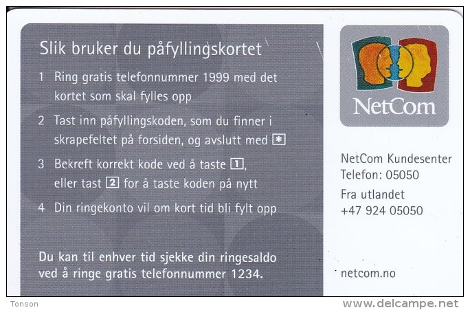 Norway, 550 Kr, NetCom Påfyllingskort,  2 Scans.   Expiry April 2004 - Norwegen