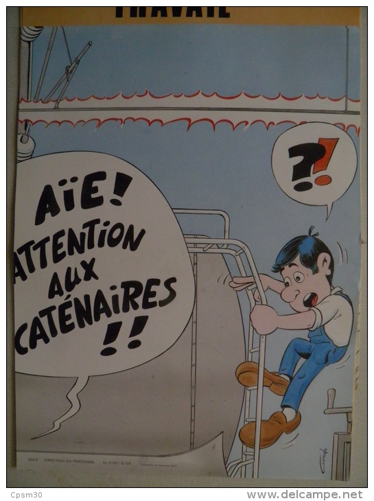 Affiche SNCF De Sécurité - 64 - AIE !!! Aention Aux Caténaires !!! - Eisenbahnverkehr