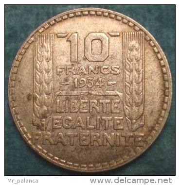 M_p> Francia 10 Franchi 1934 In Argento 10 Grammi - 10 Francs