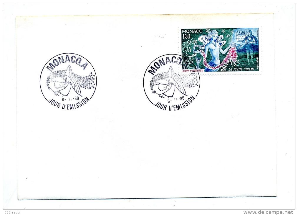 Lettre Fdc Monaco La Petite Sirene 1980 Andersen - FDC