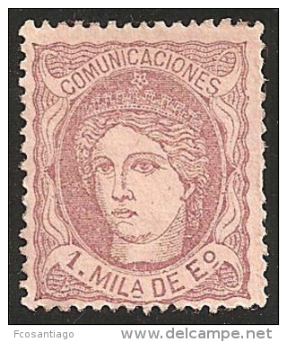 ESPAÑA 1870 - Edifil #102 Sin Goma (*) - Ongebruikt